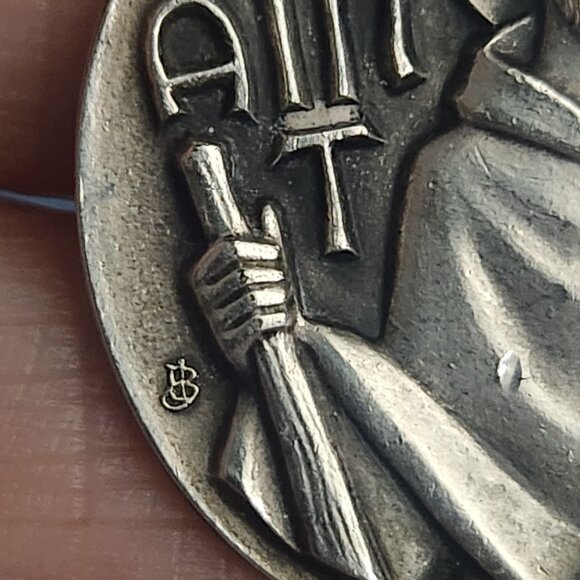 Vintage St. Jude Thaddeus Religious Charm Token Pendant Medal Made in France - Picture 2 of 10